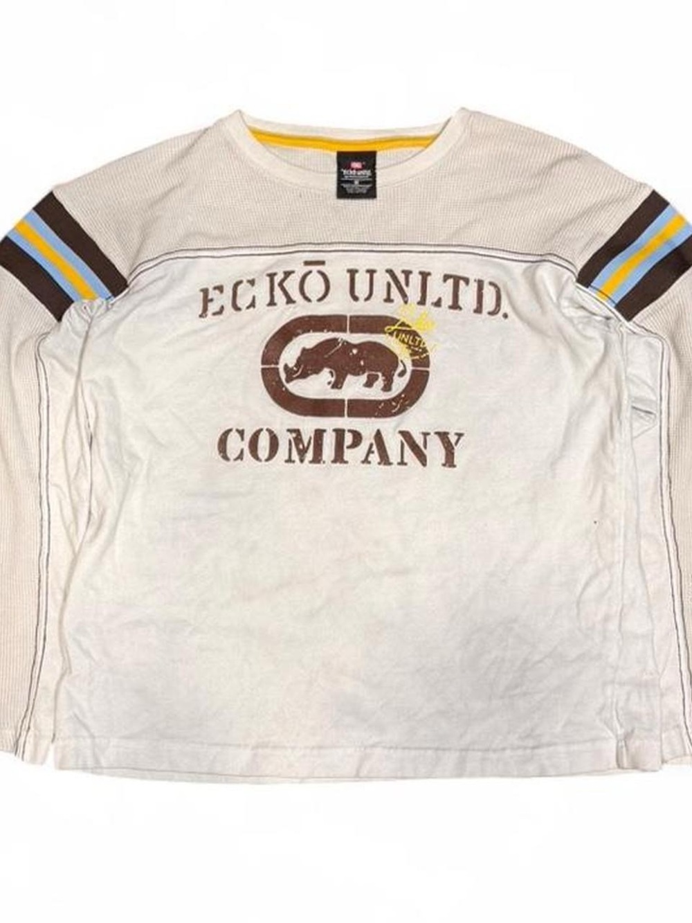 Y2K Ecko Unltd Graphic Striped Thermal Longsleeve Shirt